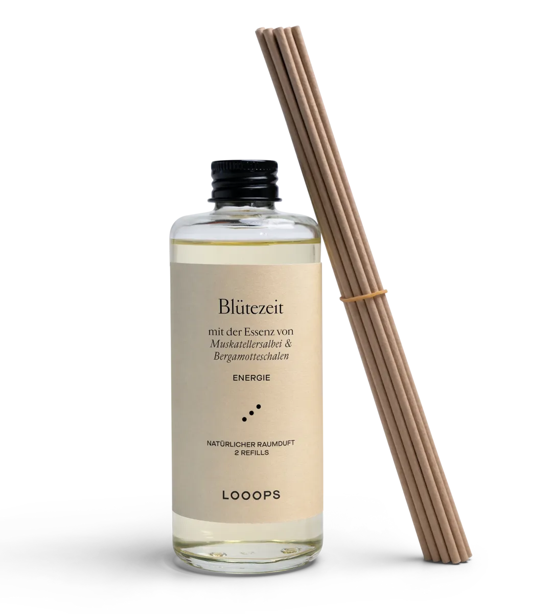 Glass bottle room fragrance Blütezeit with paper sticks