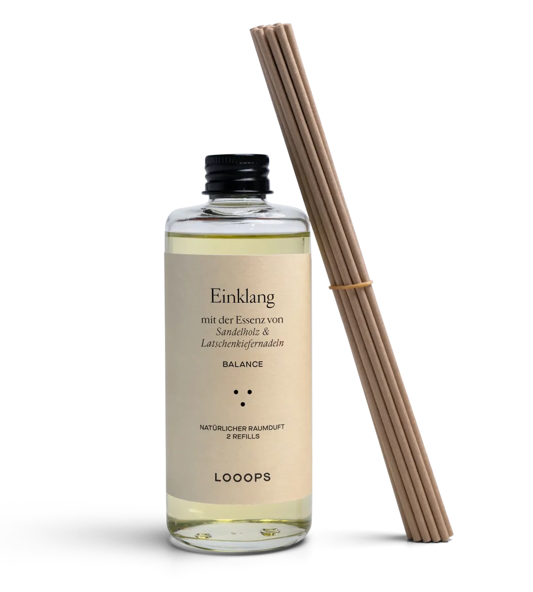 Glass bottle room fragrance Einklang with paper sticks