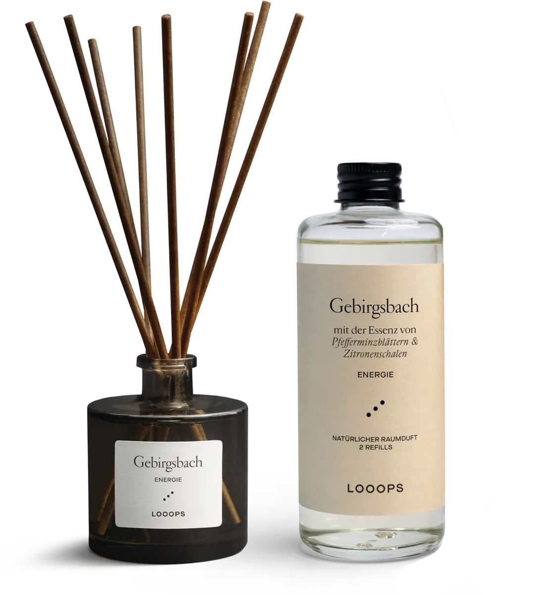 Reed diffuser Gebirgsbach with glass bottle