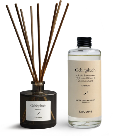 Reed diffuser Gebirgsbach with glass bottle