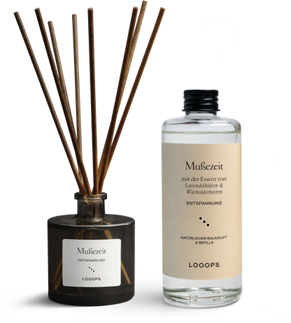 Reed diffuser Mußezeit with glass bottle