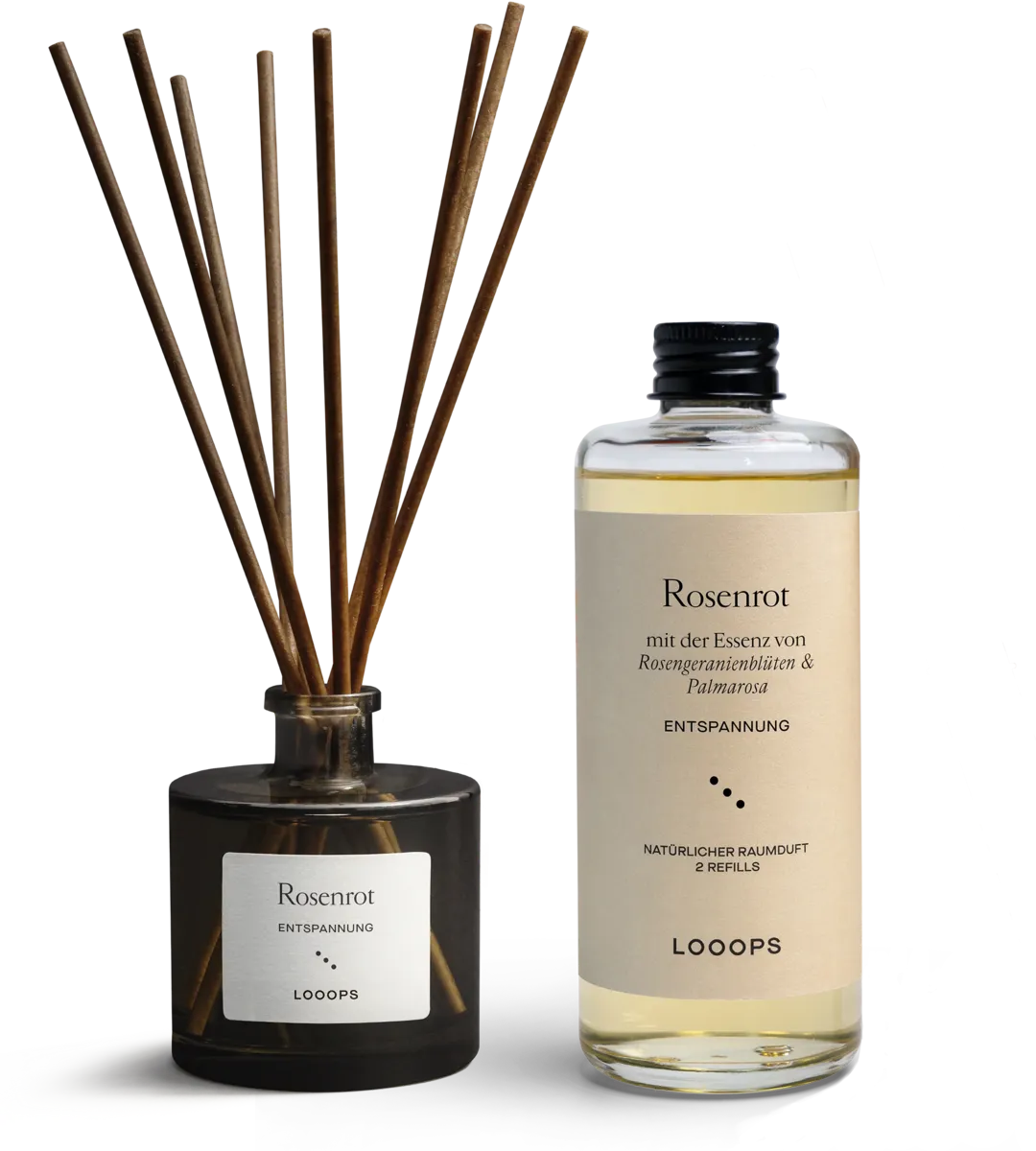 Reed diffuser Rosenrot with glass bottle
