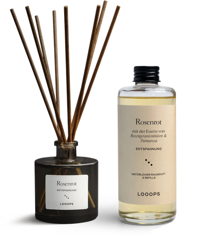 Reed diffuser Rosenrot with glass bottle