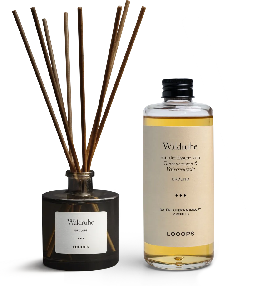Reed diffuser Waldruhe with glass bottle