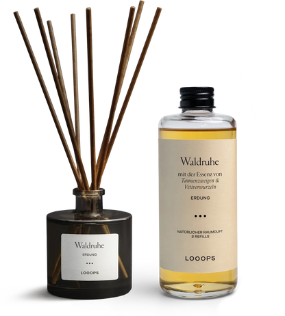 Reed diffuser Waldruhe with glass bottle