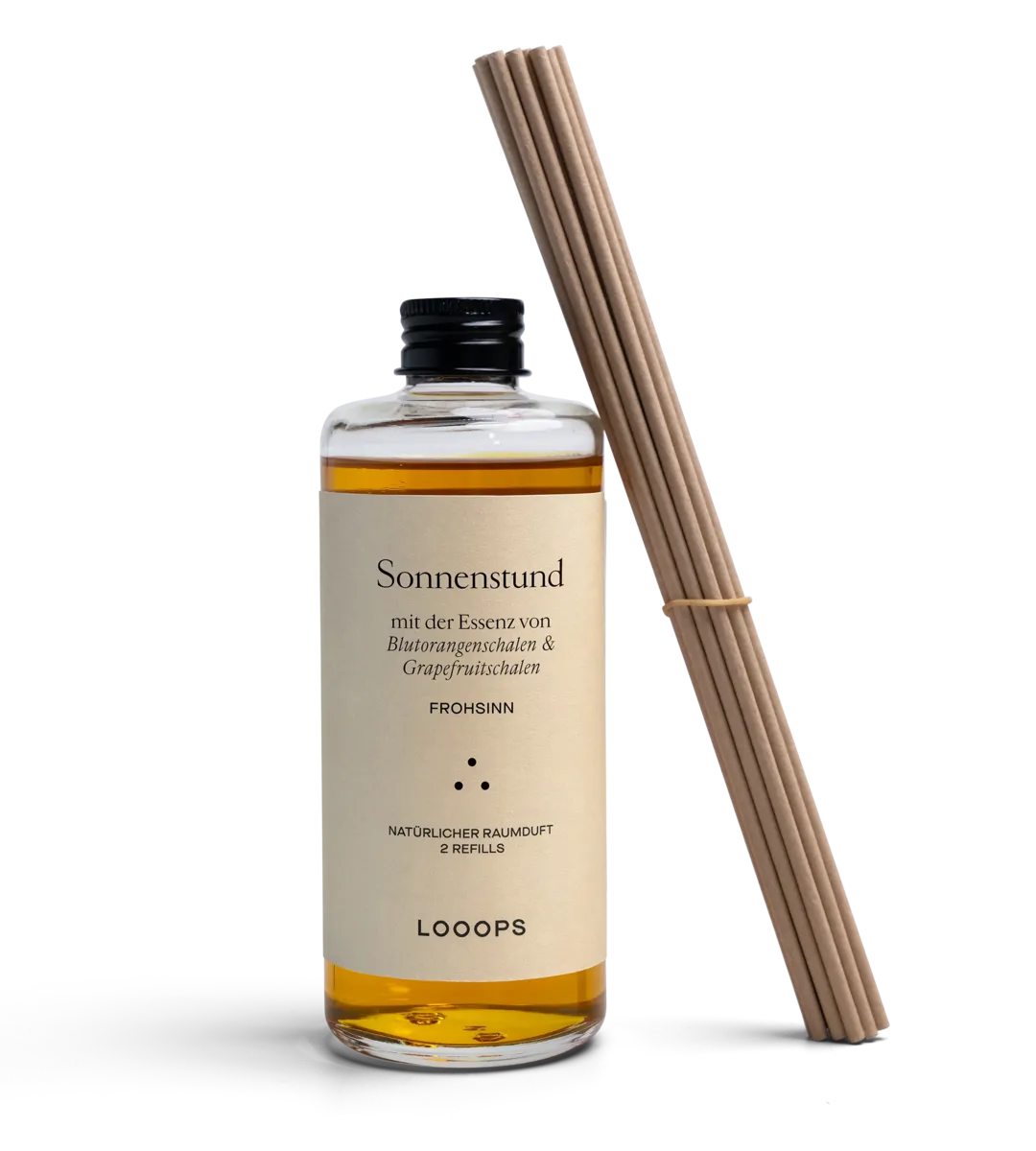 Glass bottle room fragrance Sonnenstund with paper sticks