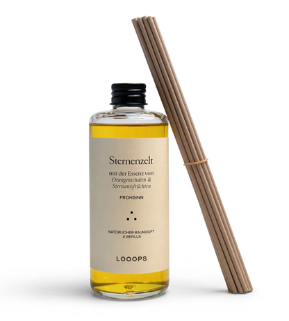 Glass bottle room fragrance Sternenzelt with paper sticks